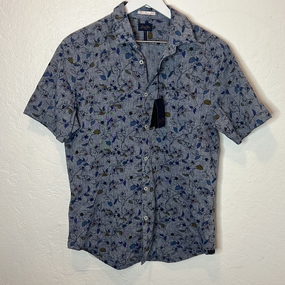 NWT Good Man Brand Floral Print Short Sleeve Button Down Shirt Size M - Picture 3 of 8